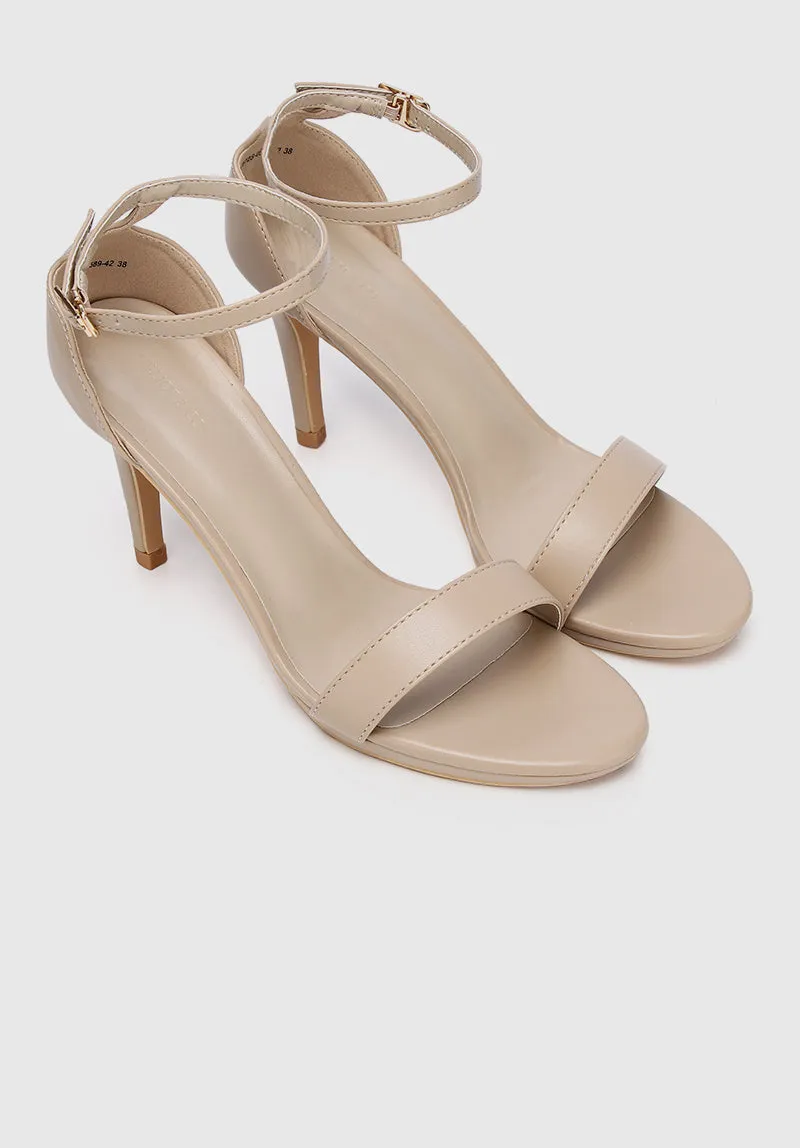 Lindsay Open Toe Heels (Tan)