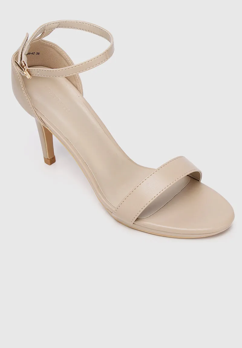Lindsay Open Toe Heels (Tan)
