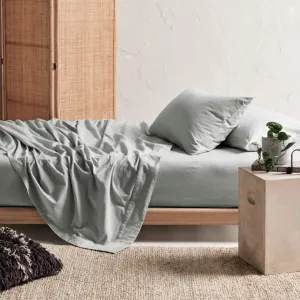 Linen House Grey Flannelette Winter Flat Sheet