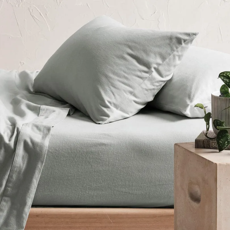 Linen House Grey Flannelette Winter Flat Sheet