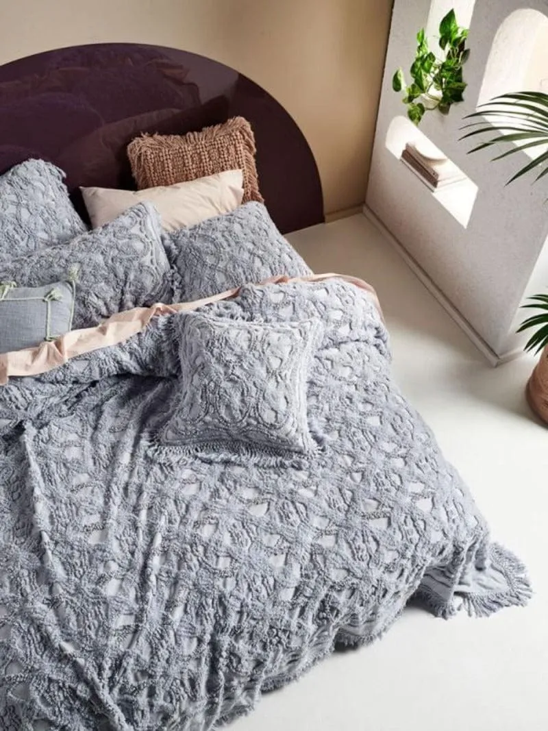 Linen House King Bed Cover SKY Somers Throw