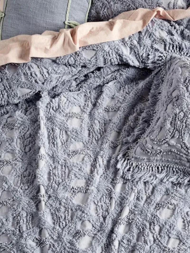 Linen House King Bed Cover SKY Somers Throw