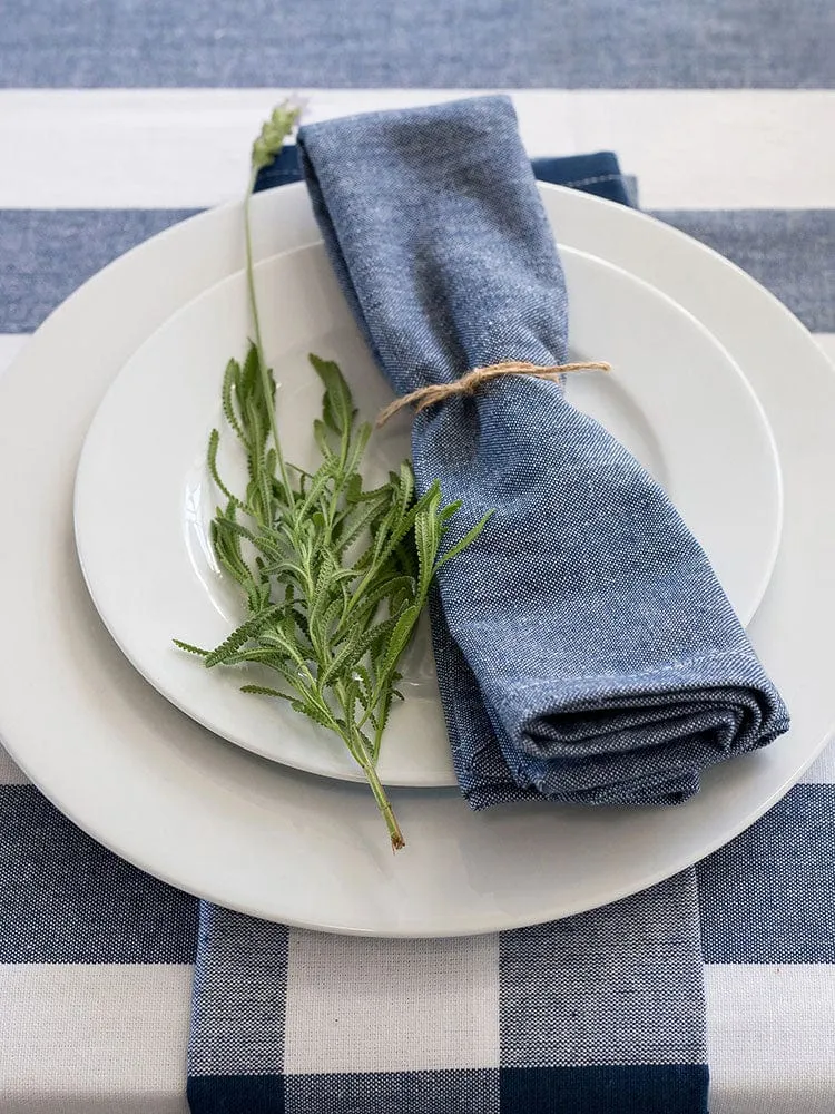 Linen House Revana Stripe Navy Tablecloth