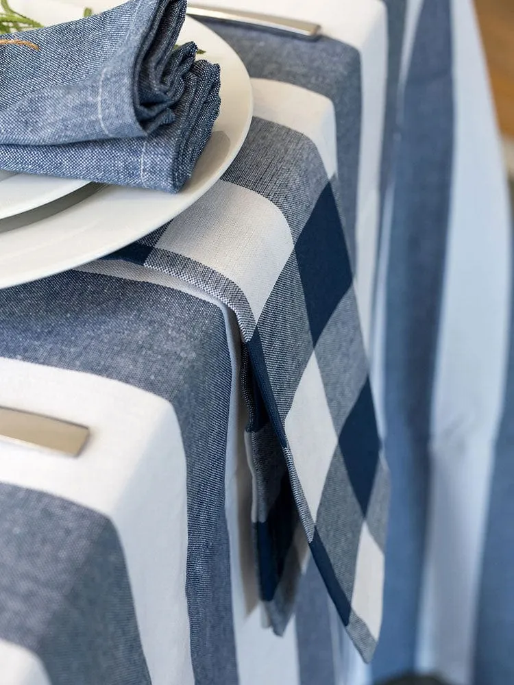 Linen House Revana Stripe Navy Tablecloth