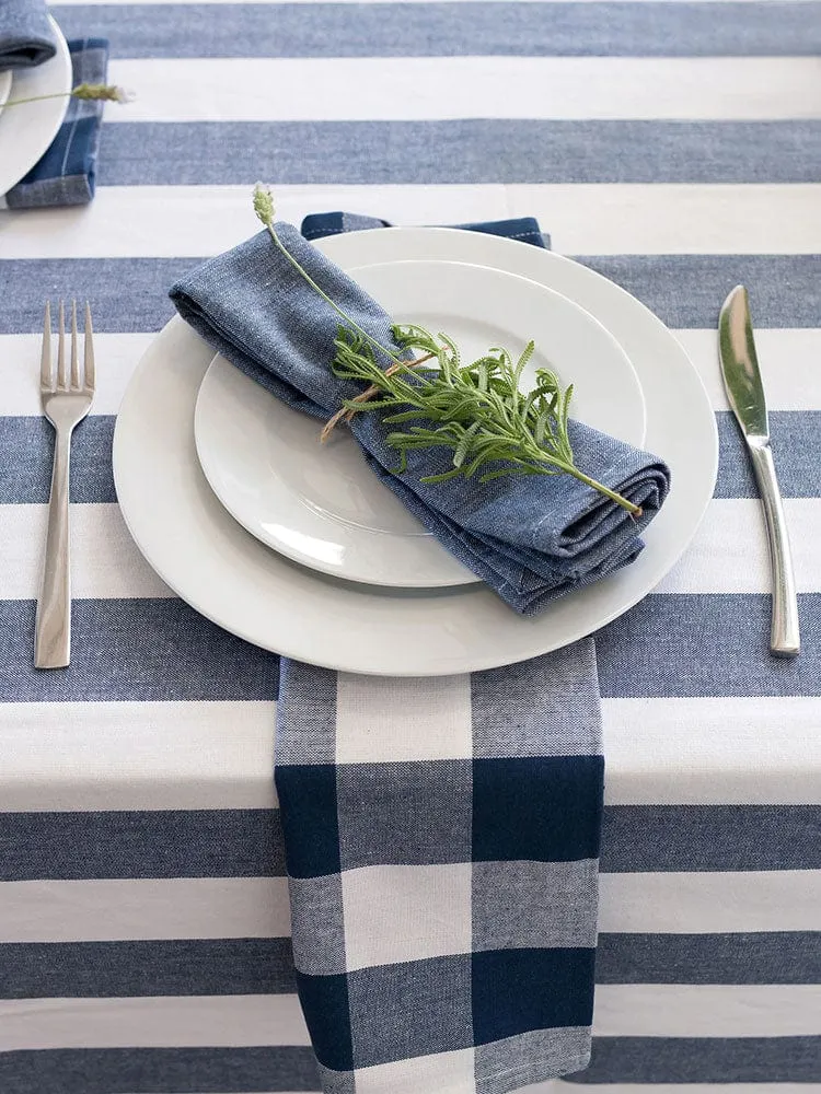 Linen House Revana Stripe Navy Tablecloth