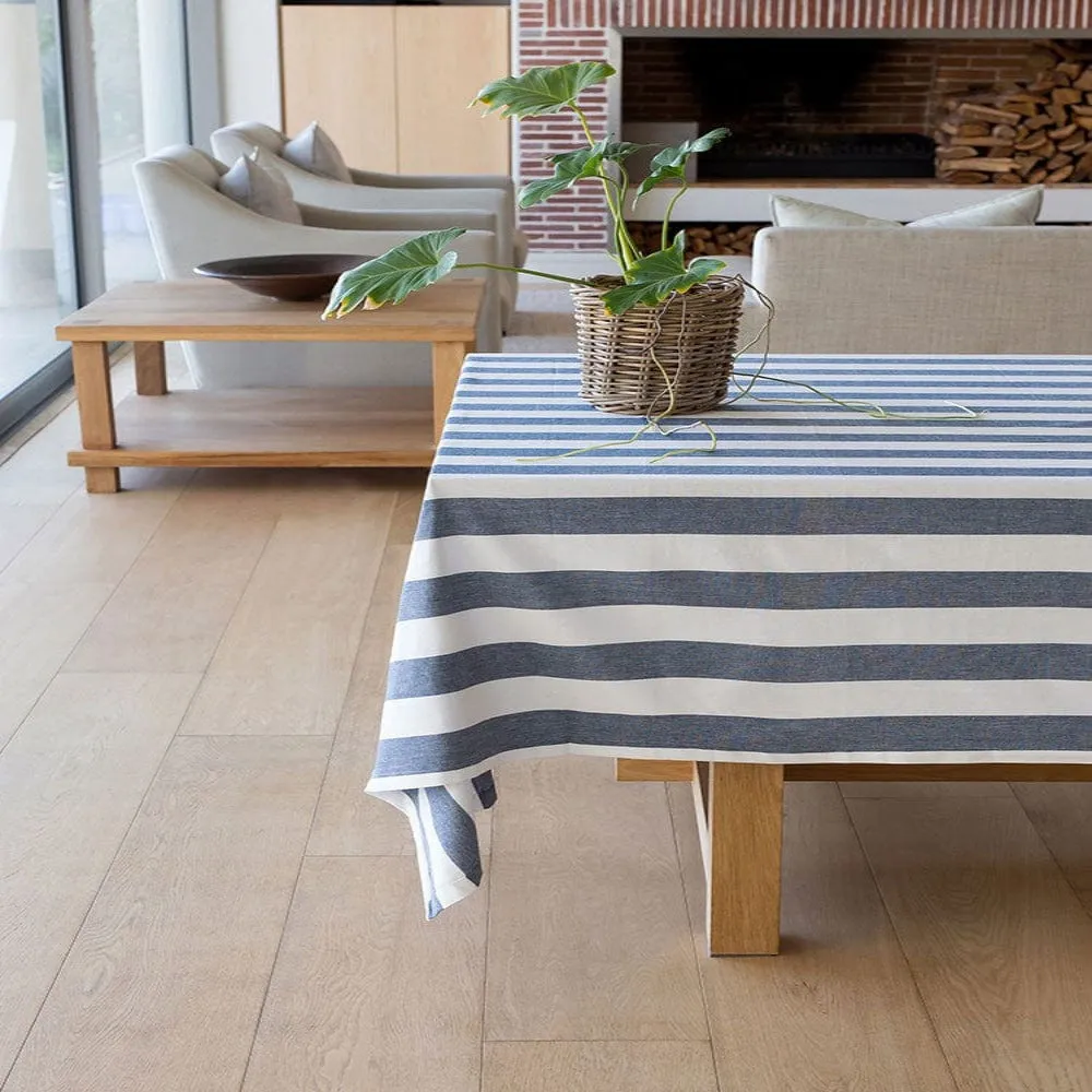 Linen House Revana Stripe Navy Tablecloth
