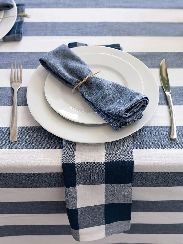 Linen House Revana Stripe Navy Tablecloth