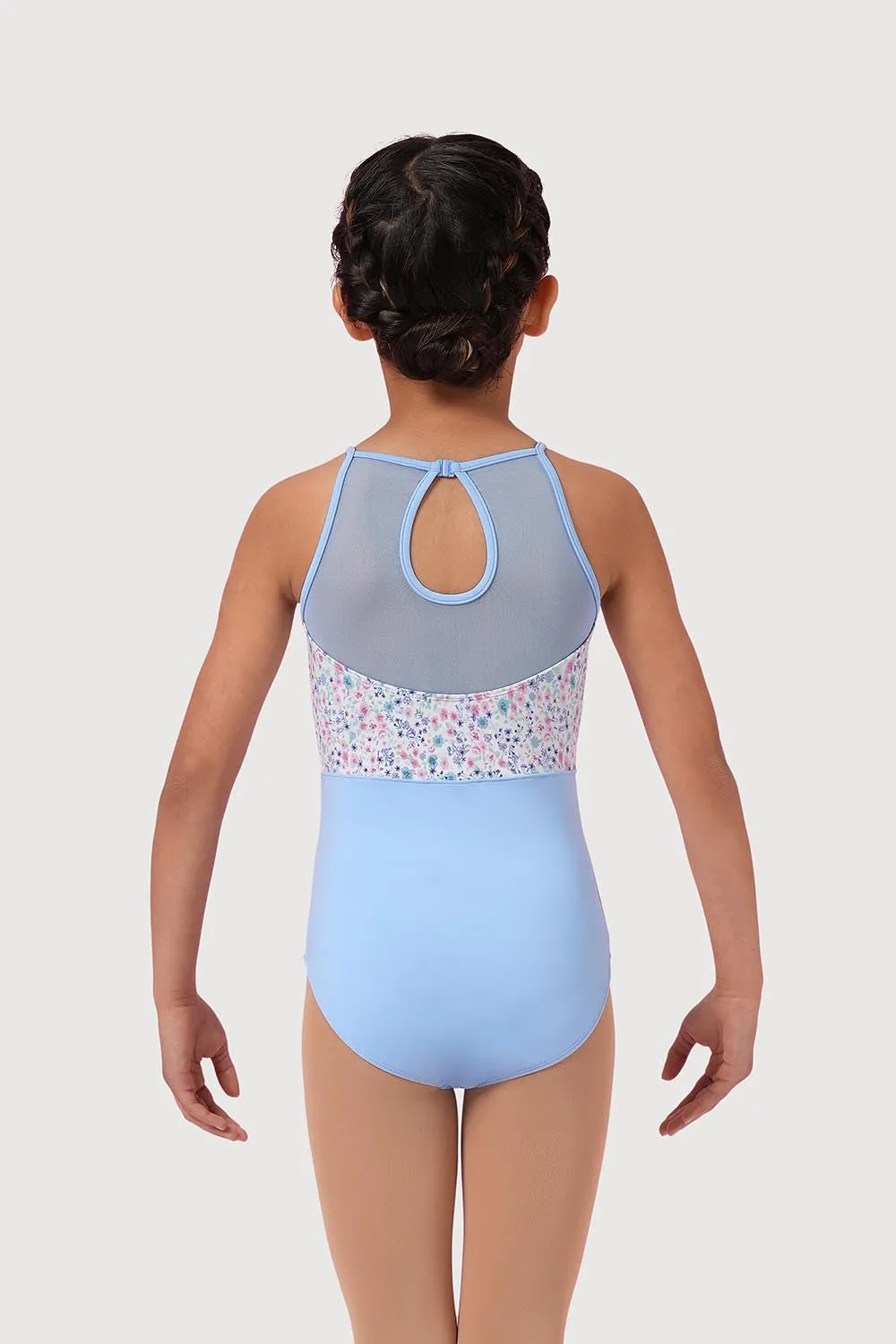 LM51241G - Mirella Ditsy Floral Keyhole Back Girls Cami Leotard