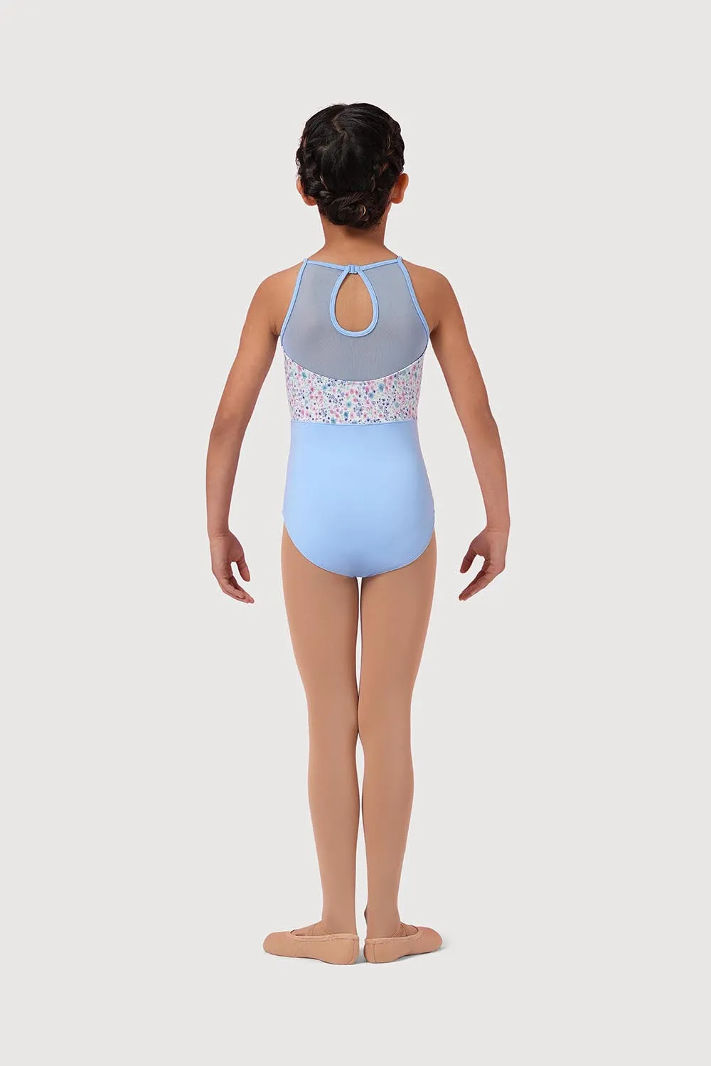 LM51241G - Mirella Ditsy Floral Keyhole Back Girls Cami Leotard