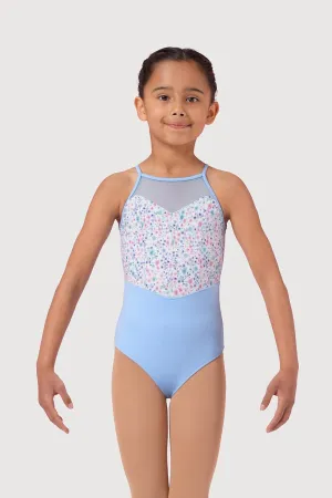 LM51241G - Mirella Ditsy Floral Keyhole Back Girls Cami Leotard