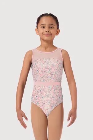 LM5485G - Mirella Ditsy Floral Panel Girls Tank Leotard