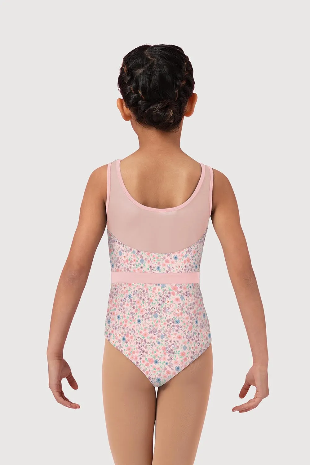 LM5485G - Mirella Ditsy Floral Panel Girls Tank Leotard