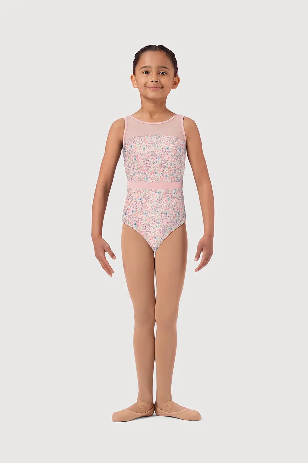 LM5485G - Mirella Ditsy Floral Panel Girls Tank Leotard