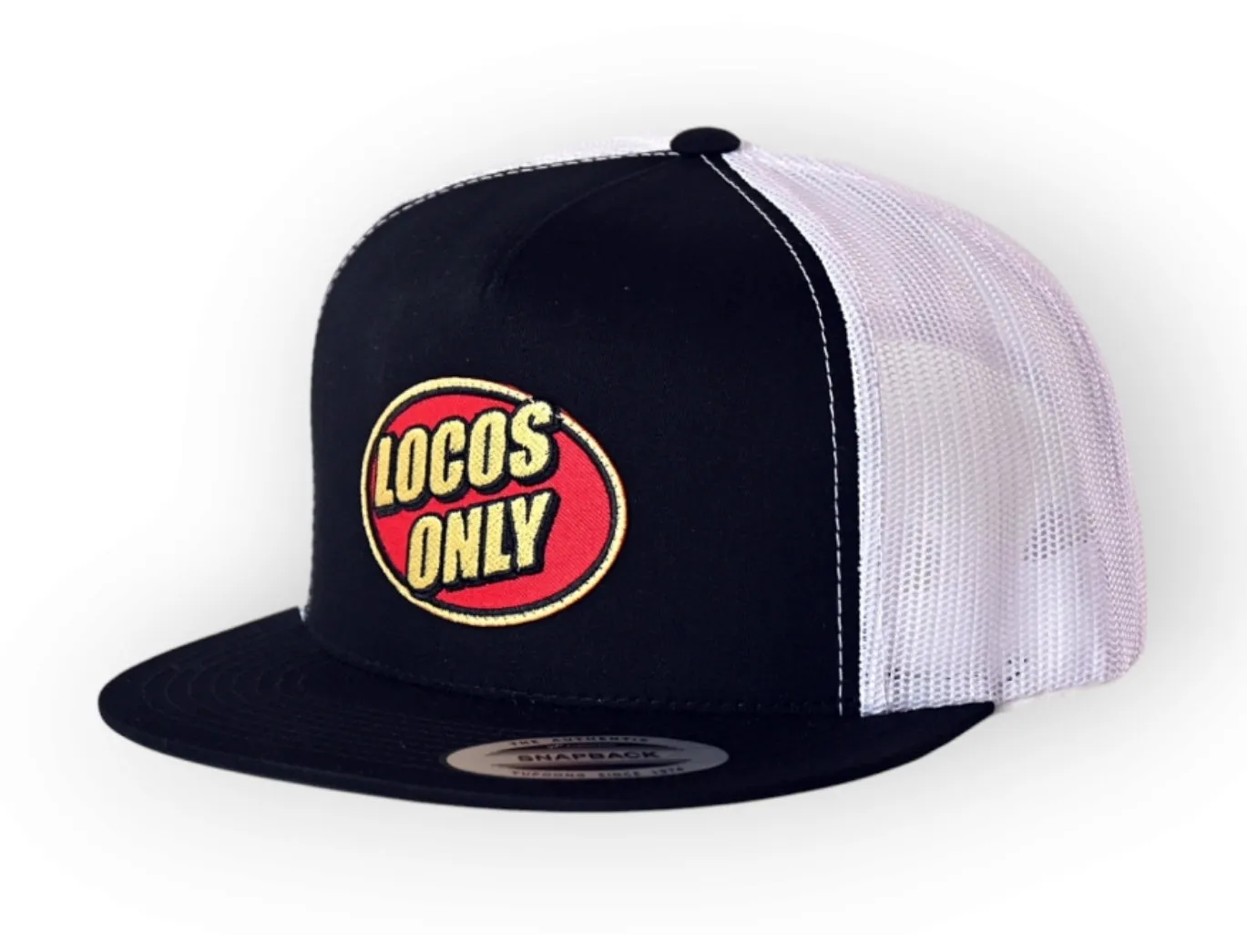 Locos Only Patch Trucker (Black & White w/red patch)