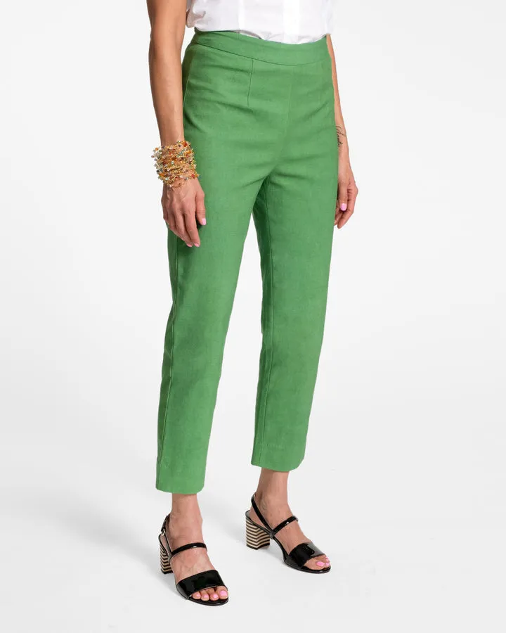 Lucy Pant in Cotton Stretch Green by Frances Valentine