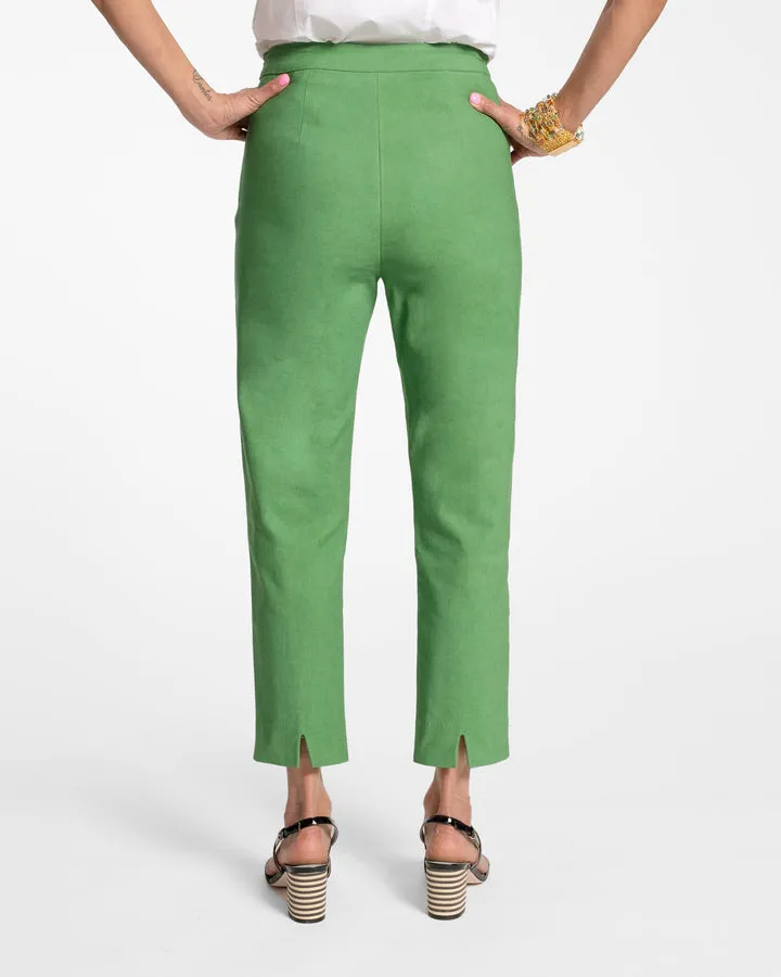 Lucy Pant in Cotton Stretch Green by Frances Valentine