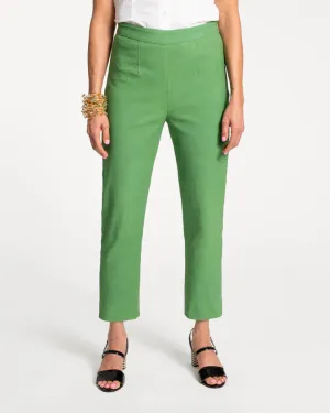 Lucy Pant in Cotton Stretch Green by Frances Valentine