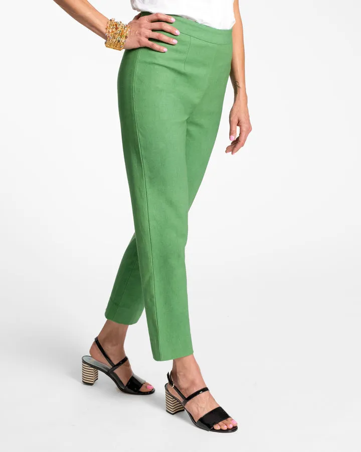 Lucy Pant in Cotton Stretch Green by Frances Valentine
