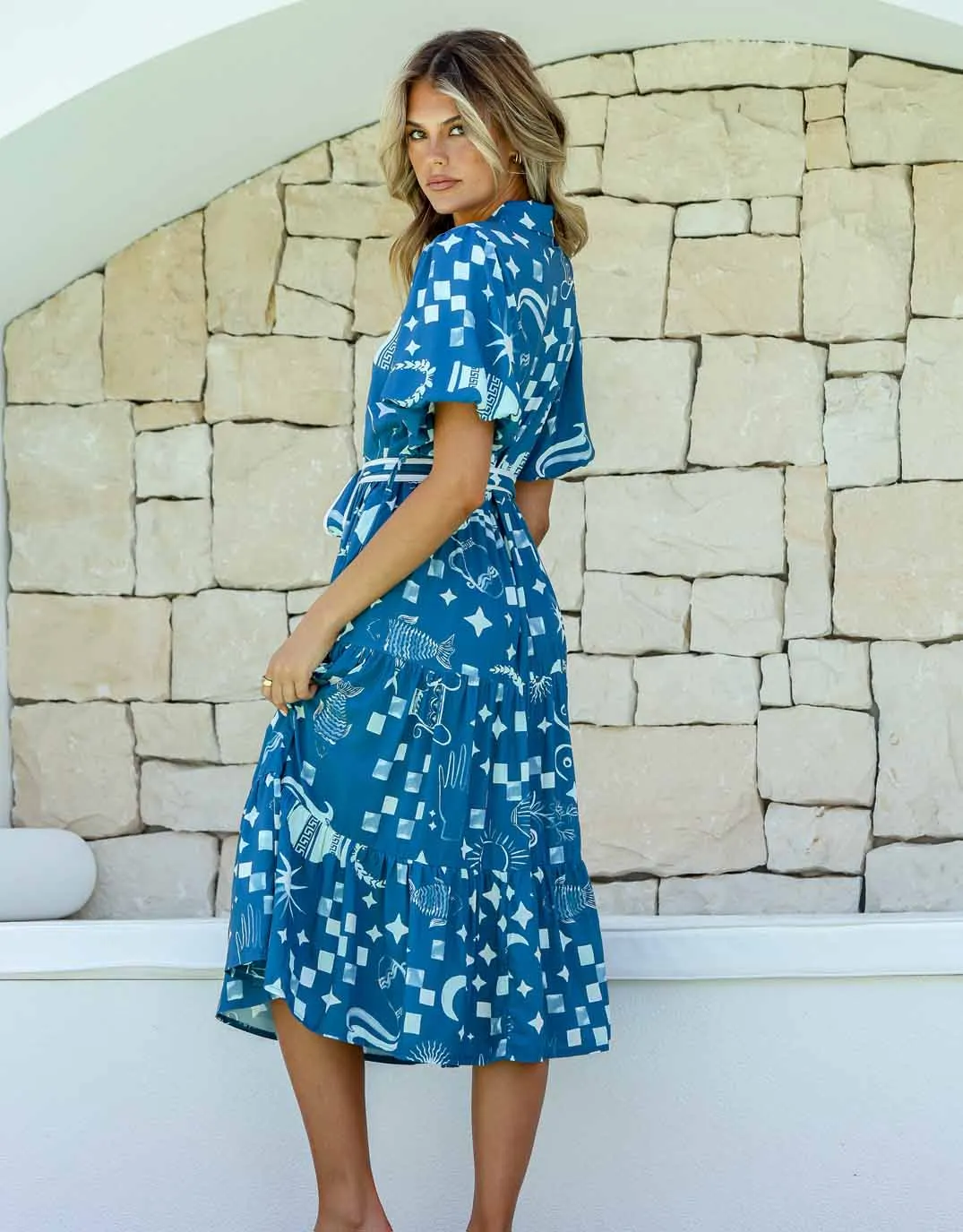 Lunar Shirt Dress - Blue