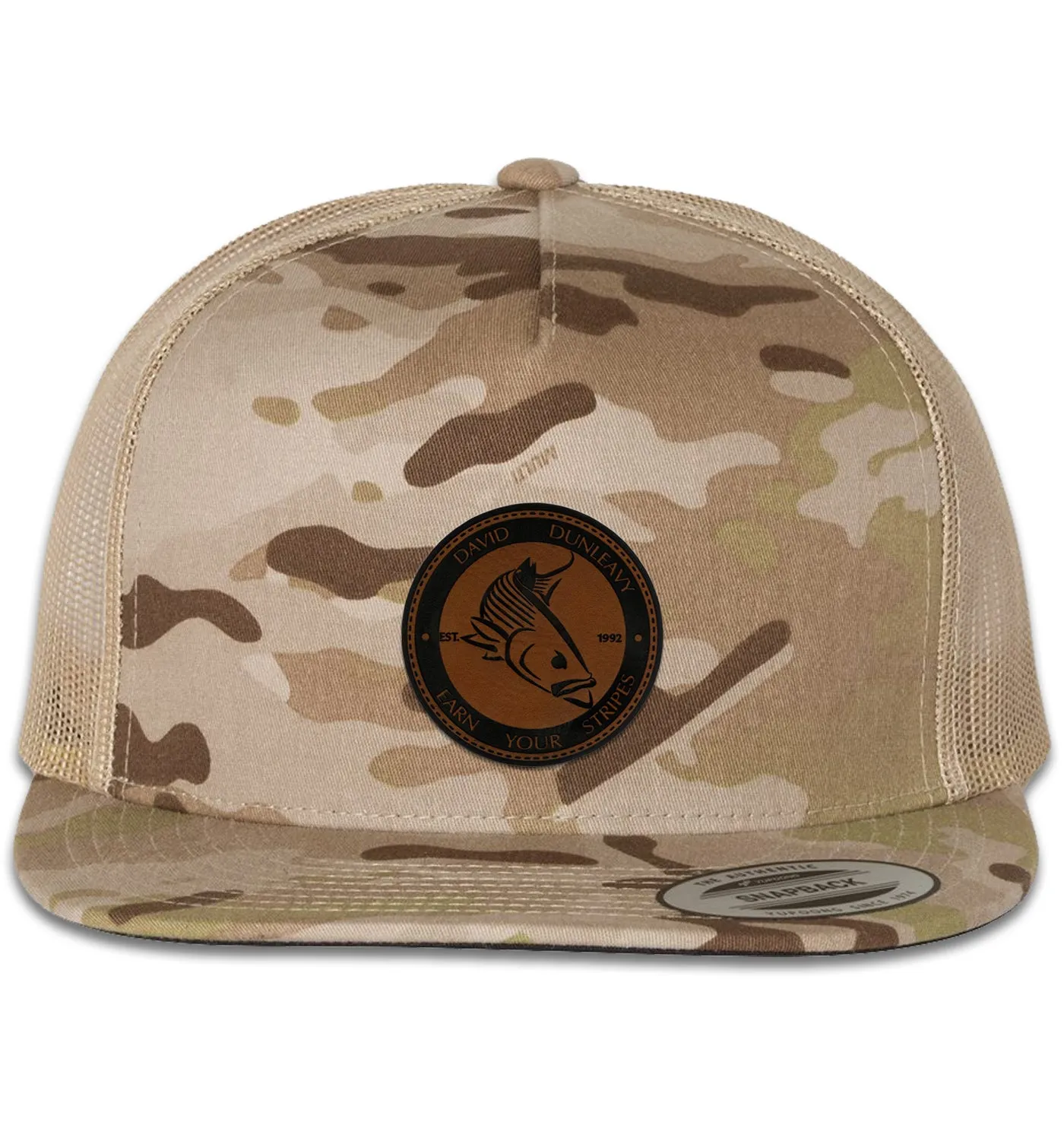 Mad Striper Deco Flat Bill 5 Panel Trucker Snap Back Mulitcam Arid Tan Hat