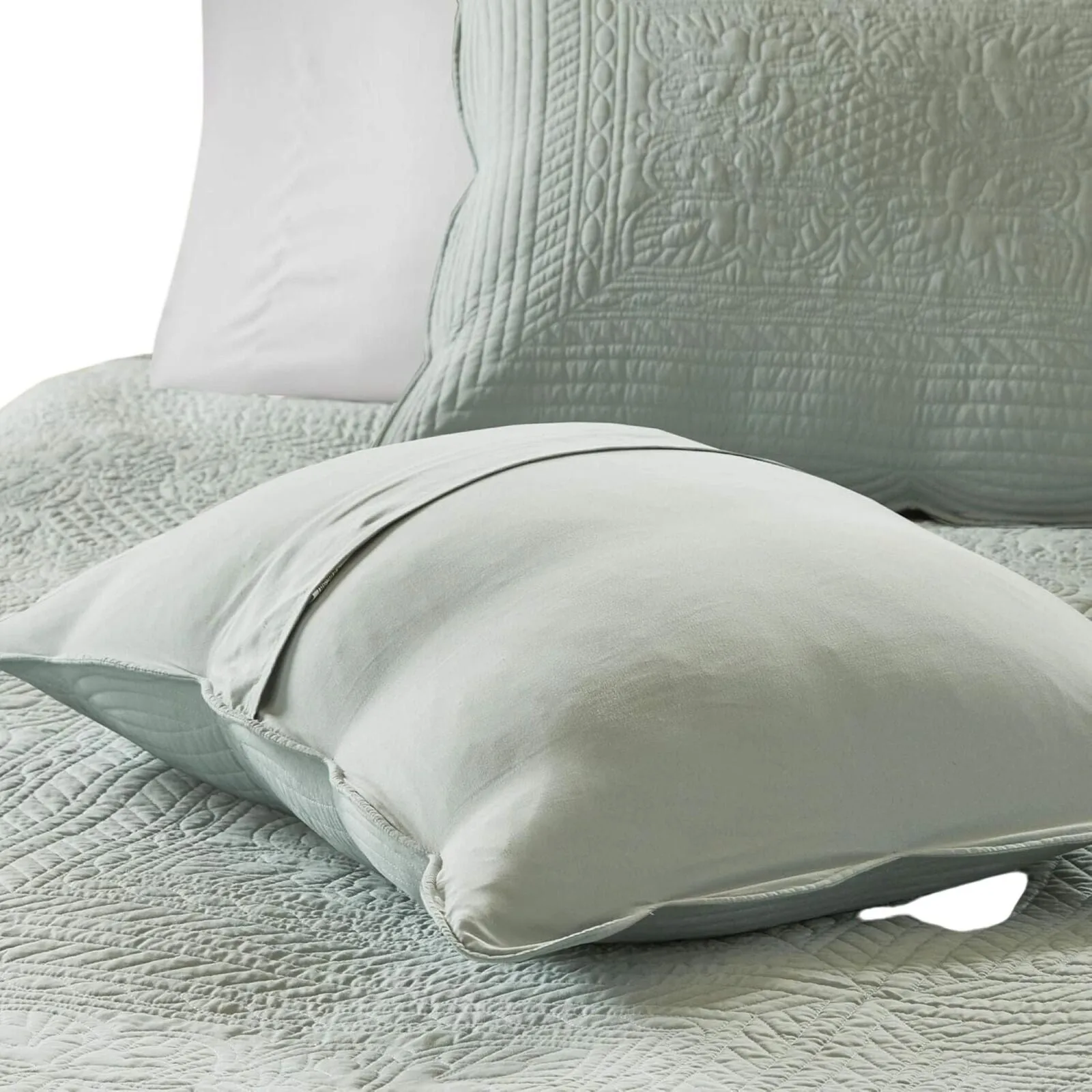 Madison Park 3-Piece Tuscany Brushed Coverlet Set Seafoam Full / Queen