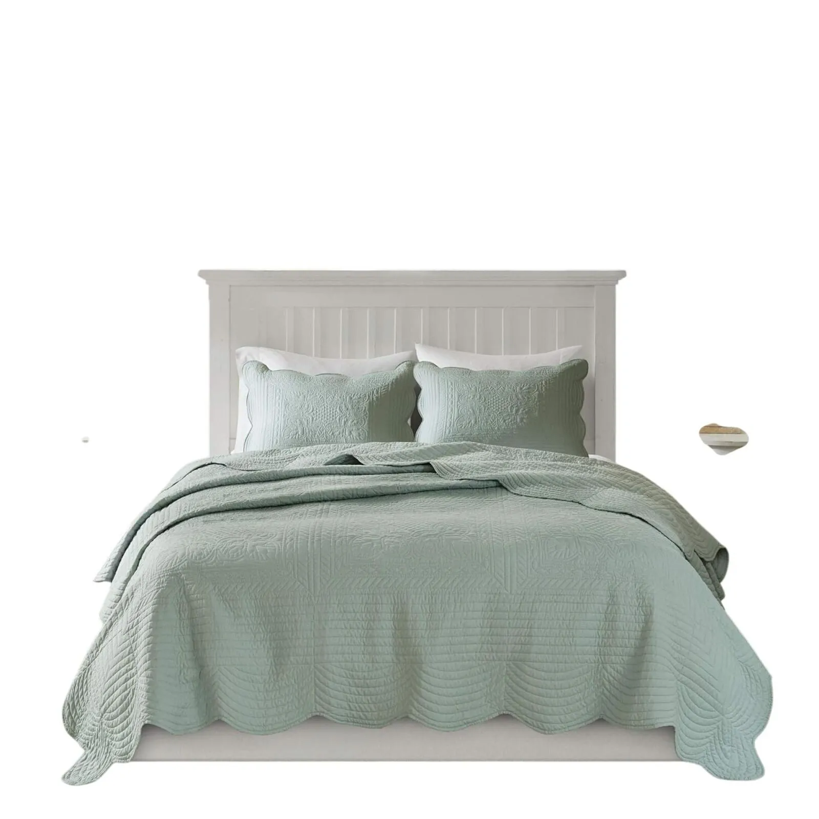 Madison Park 3-Piece Tuscany Brushed Coverlet Set Seafoam Full / Queen