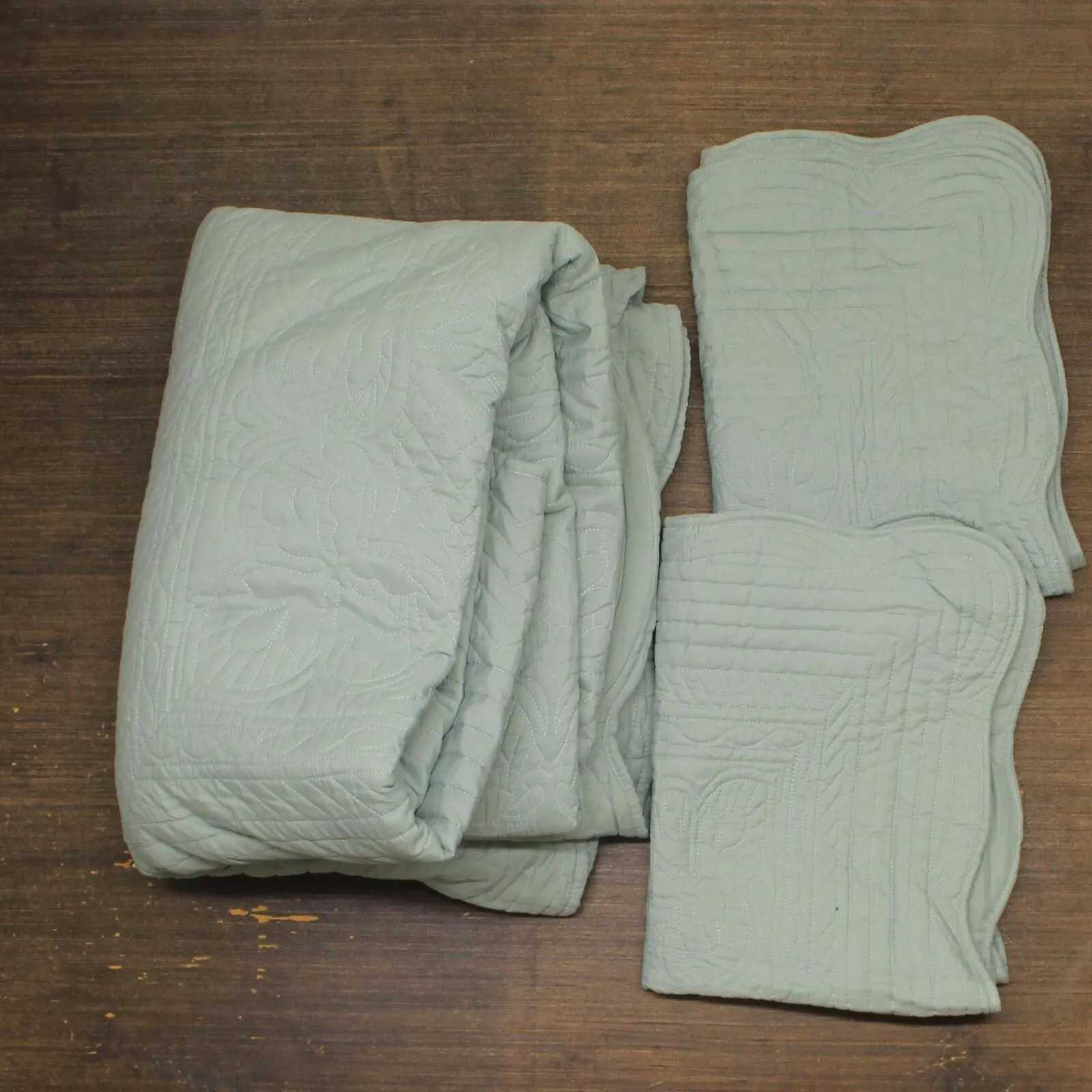 Madison Park 3-Piece Tuscany Brushed Coverlet Set Seafoam Full / Queen