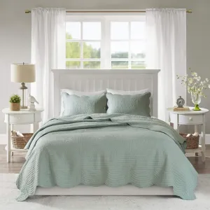 Madison Park Marino 3-Piece Reversible Quilt Set Medallion Seafoam Full / Queen