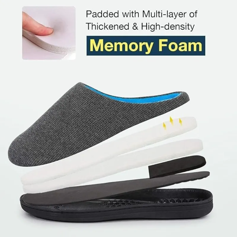 Memory Foam House Slippers – Cozy Support with Non-Slip Rubber Sole