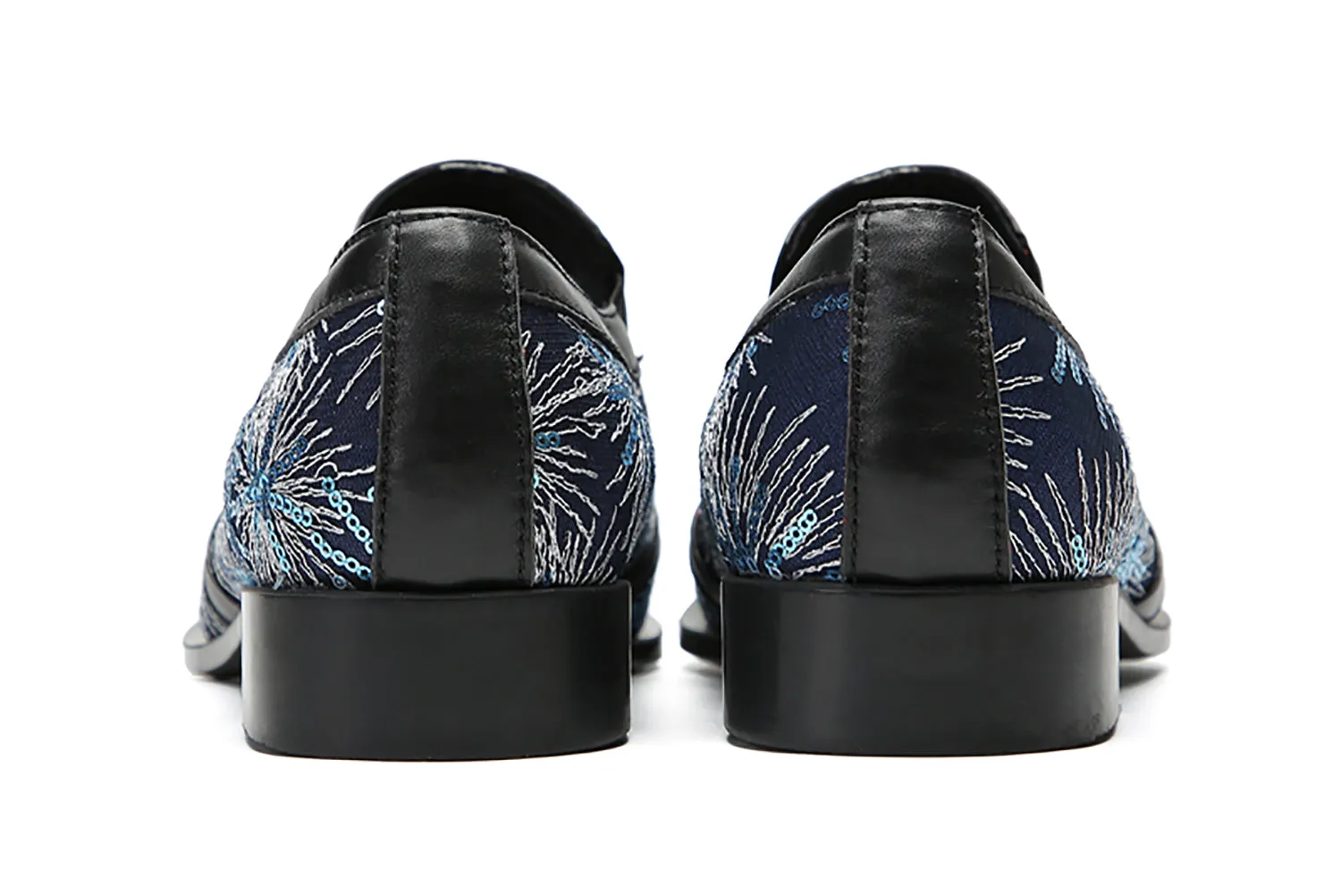 Men's Metal-Tip Toe Sequins Western Penny Loafers