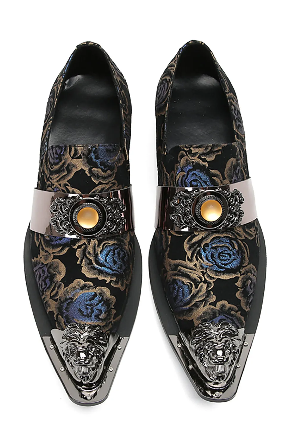 Men's Metal-Tip Yellow Gems Western Loafers