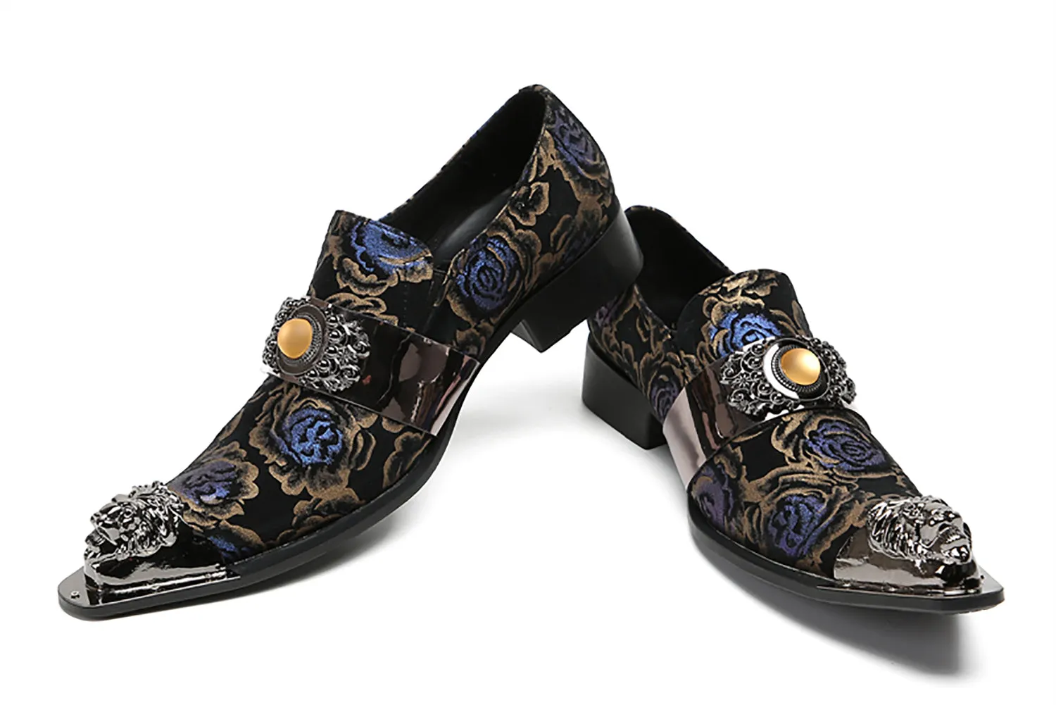 Men's Metal-Tip Yellow Gems Western Loafers