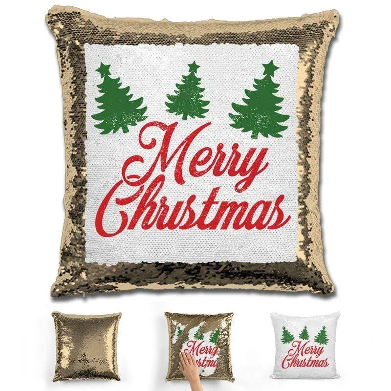 Merry Christmas Magic Sequin Pillow