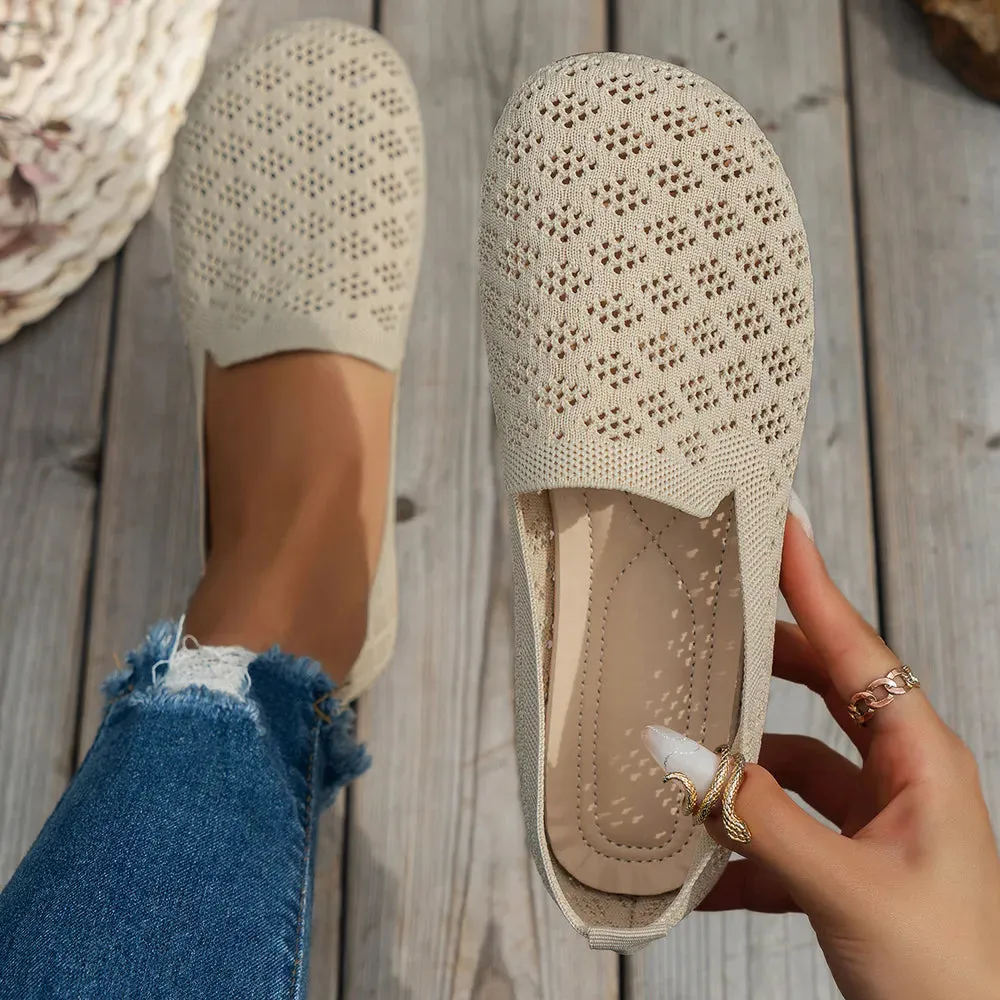 Mesh Round Toe Flat Slip-Ons