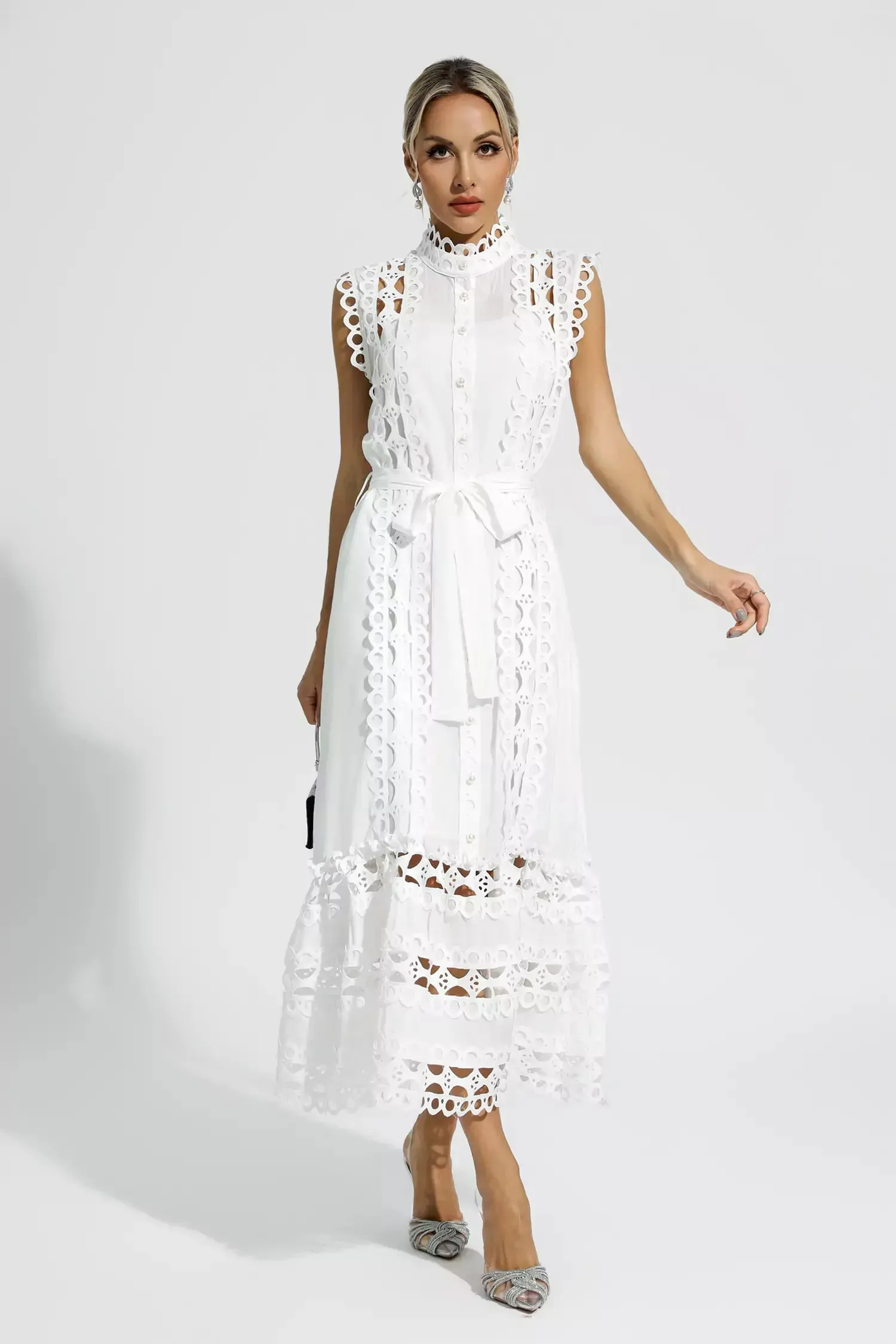 Midi Dress – Broderie Anglaise – Elegant Summer Style
