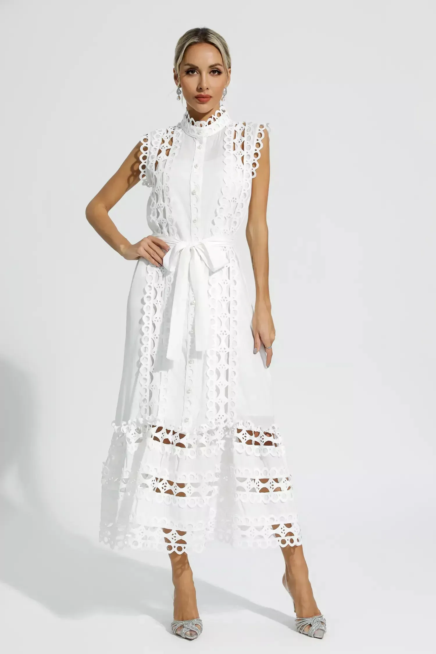 Midi Dress – Broderie Anglaise – Elegant Summer Style
