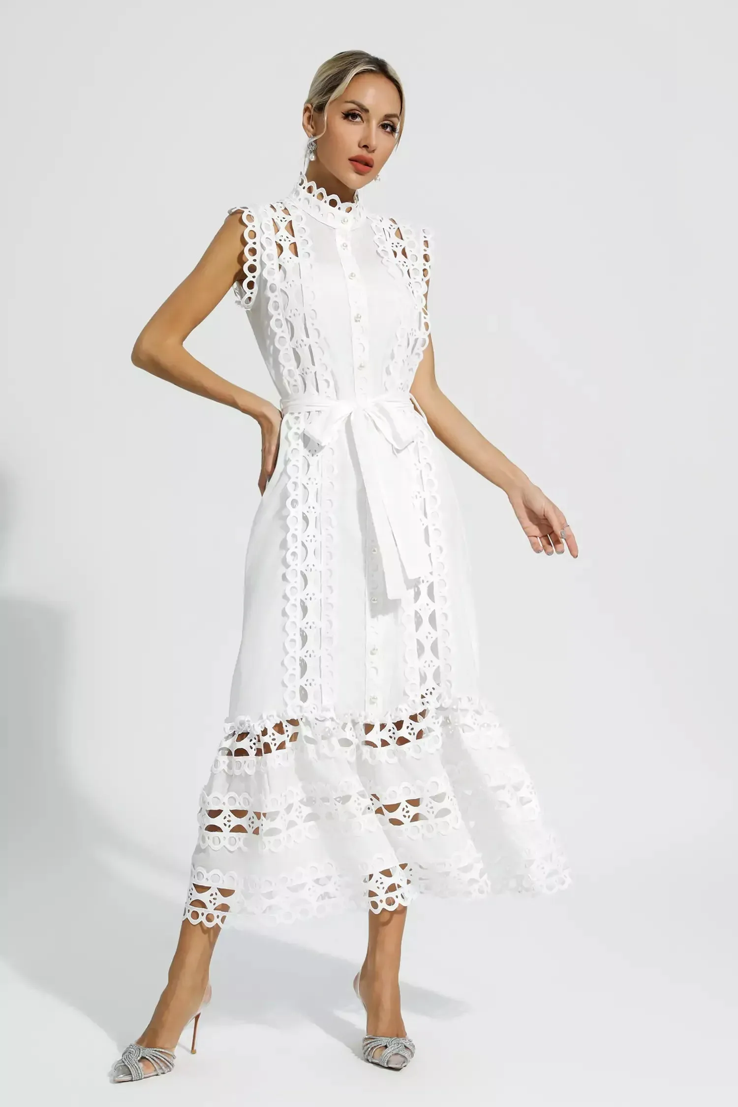 Midi Dress – Broderie Anglaise – Elegant Summer Style
