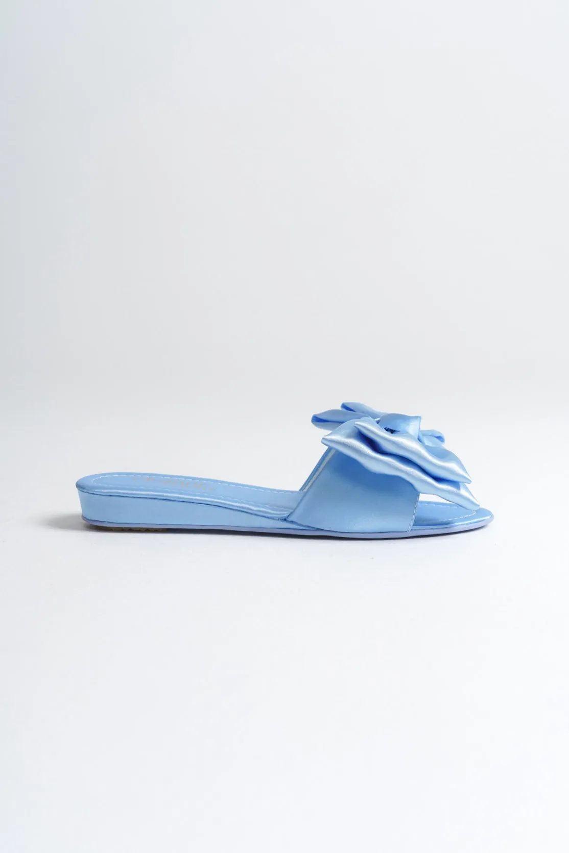 Mireille | Baby Blue Satin Bow Mule