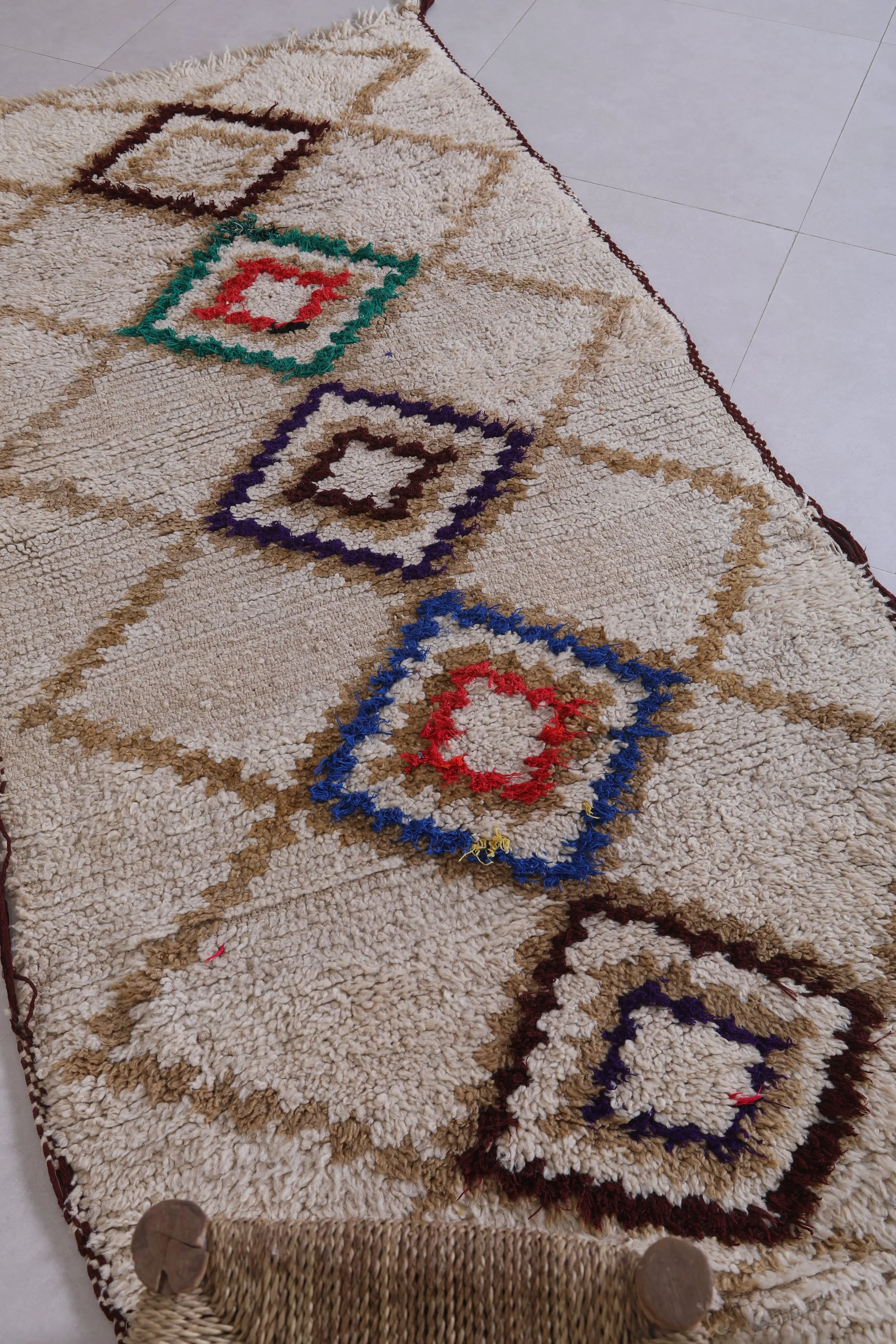 Moroccan Berber Rug - Diamond Pattern 3.2ft x 6.9ft