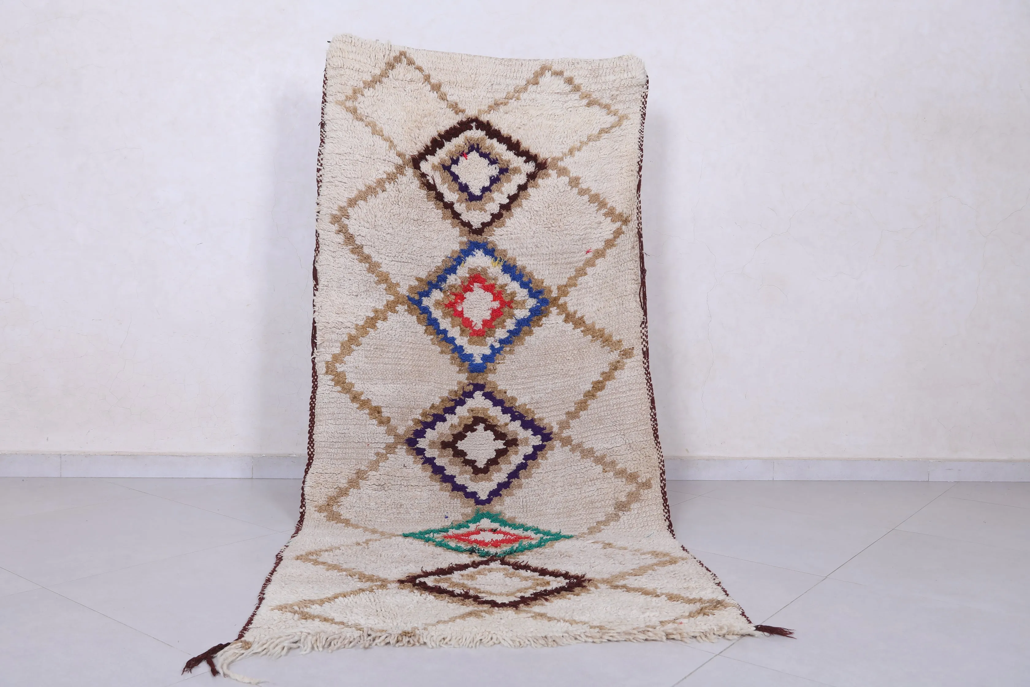 Moroccan Berber Rug - Diamond Pattern 3.2ft x 6.9ft