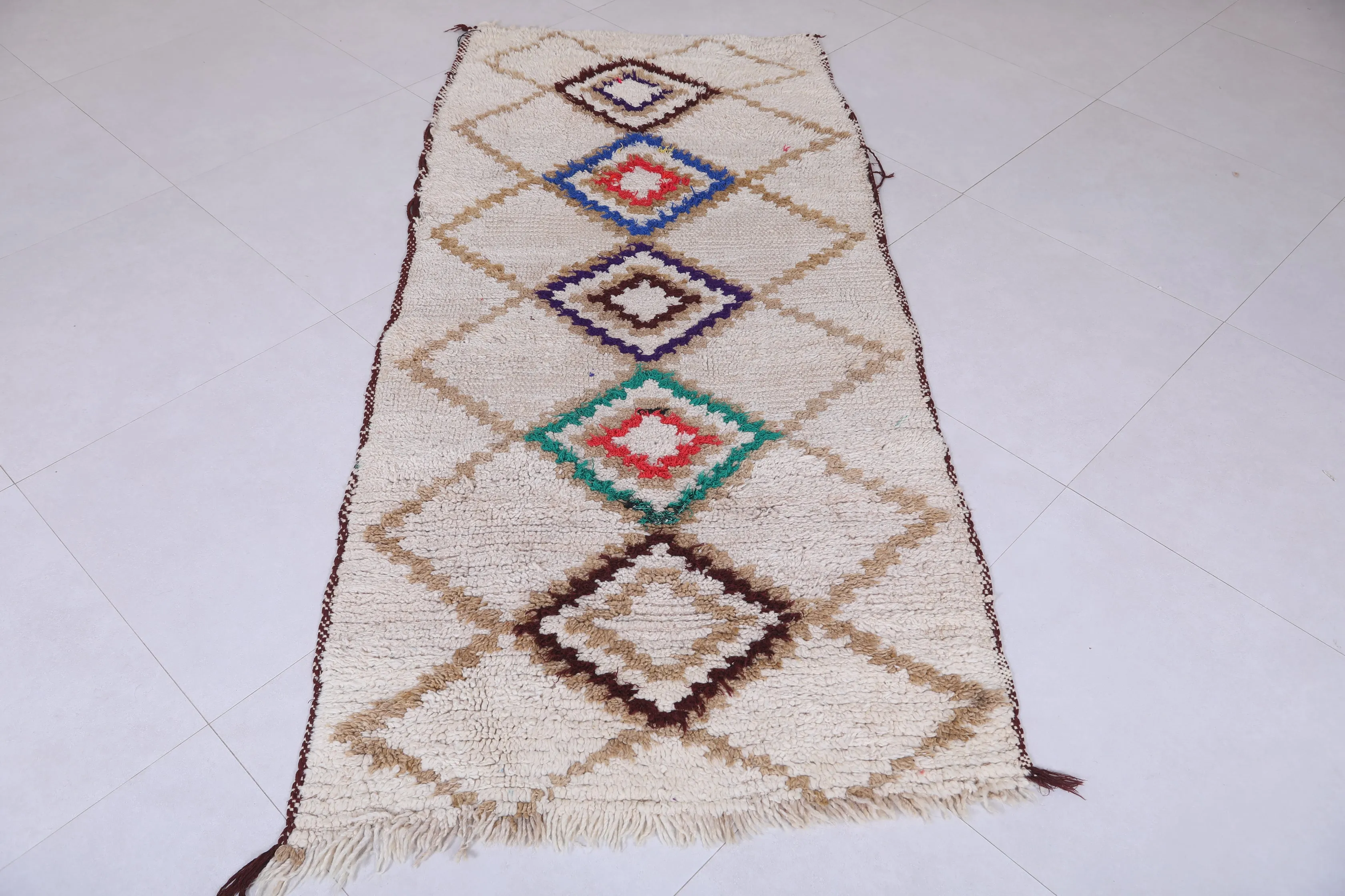 Moroccan Berber Rug - Diamond Pattern 3.2ft x 6.9ft