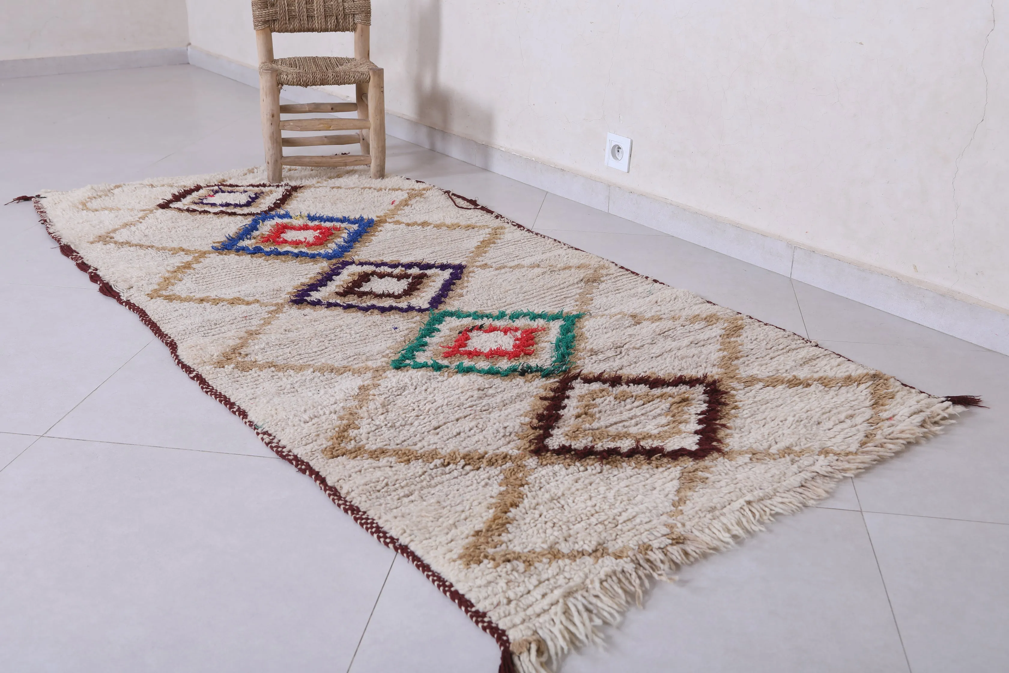 Moroccan Berber Rug - Diamond Pattern 3.2ft x 6.9ft