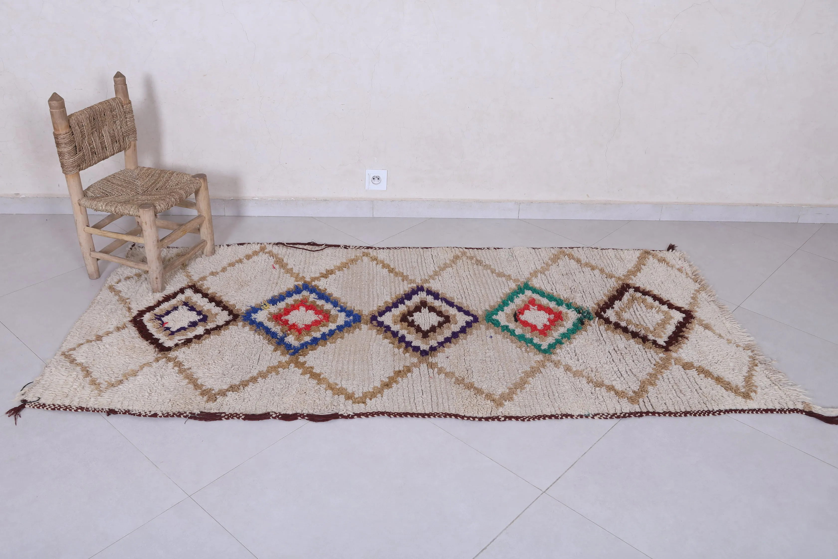 Moroccan Berber Rug - Diamond Pattern 3.2ft x 6.9ft