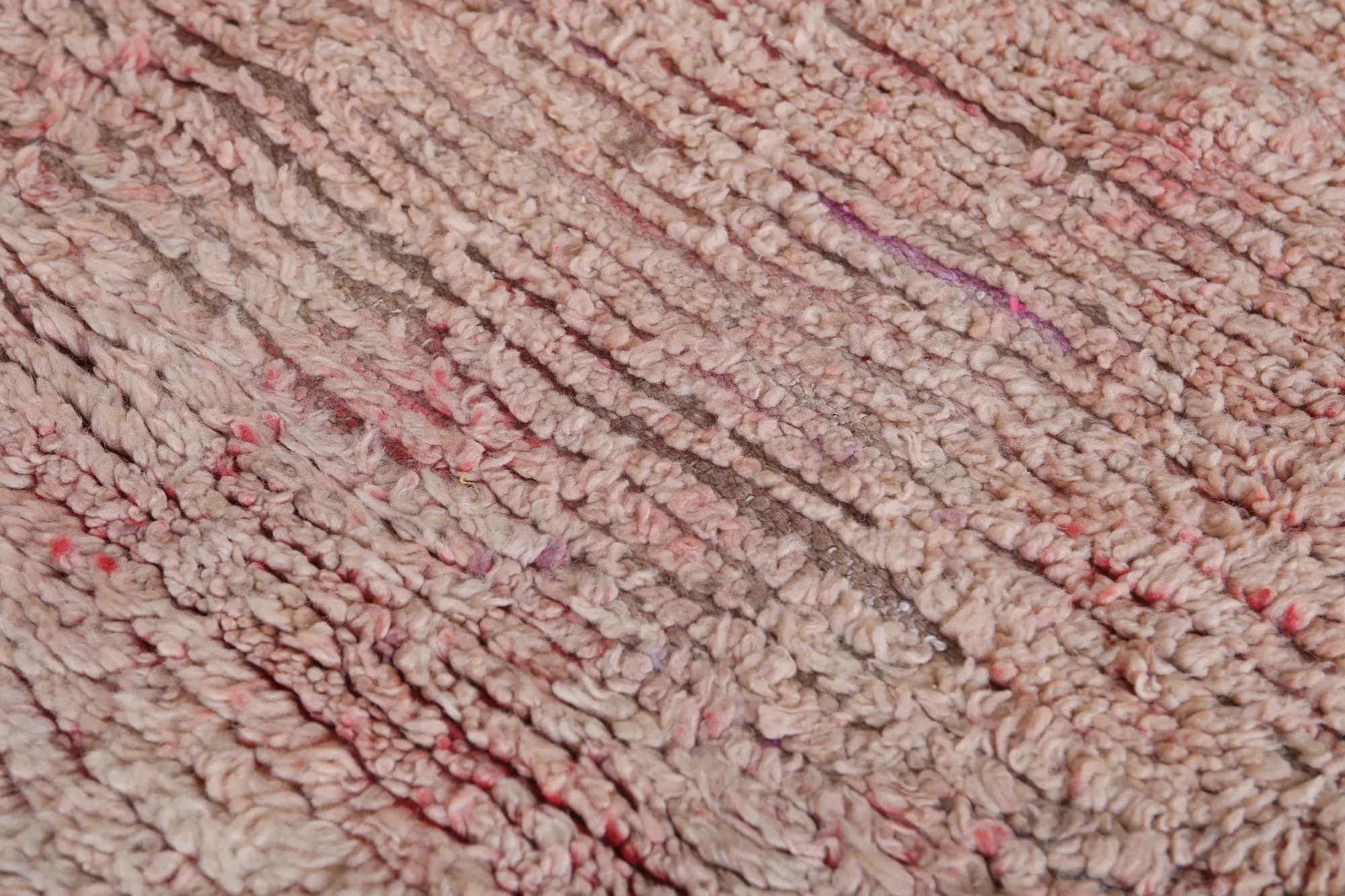 Moroccan Rug - Handwoven 4.7ft x 6.6ft | Pink and Neutral Vintage Style