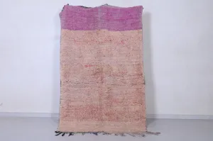 Moroccan Rug - Handwoven 4.7ft x 6.6ft | Pink and Neutral Vintage Style