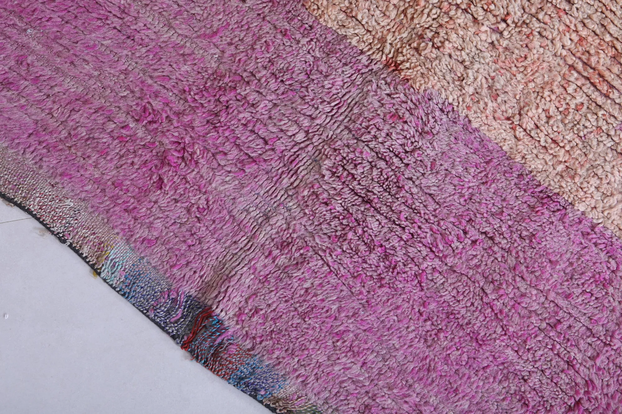 Moroccan Rug - Handwoven 4.7ft x 6.6ft | Pink and Neutral Vintage Style