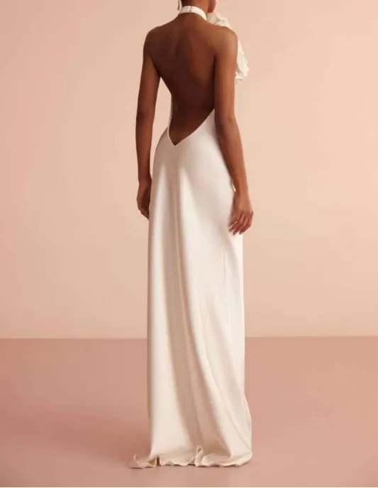 Nara Halter Floral Detail Maxi Dress
