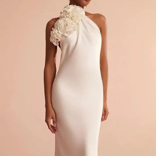 Nara Halter Floral Detail Maxi Dress