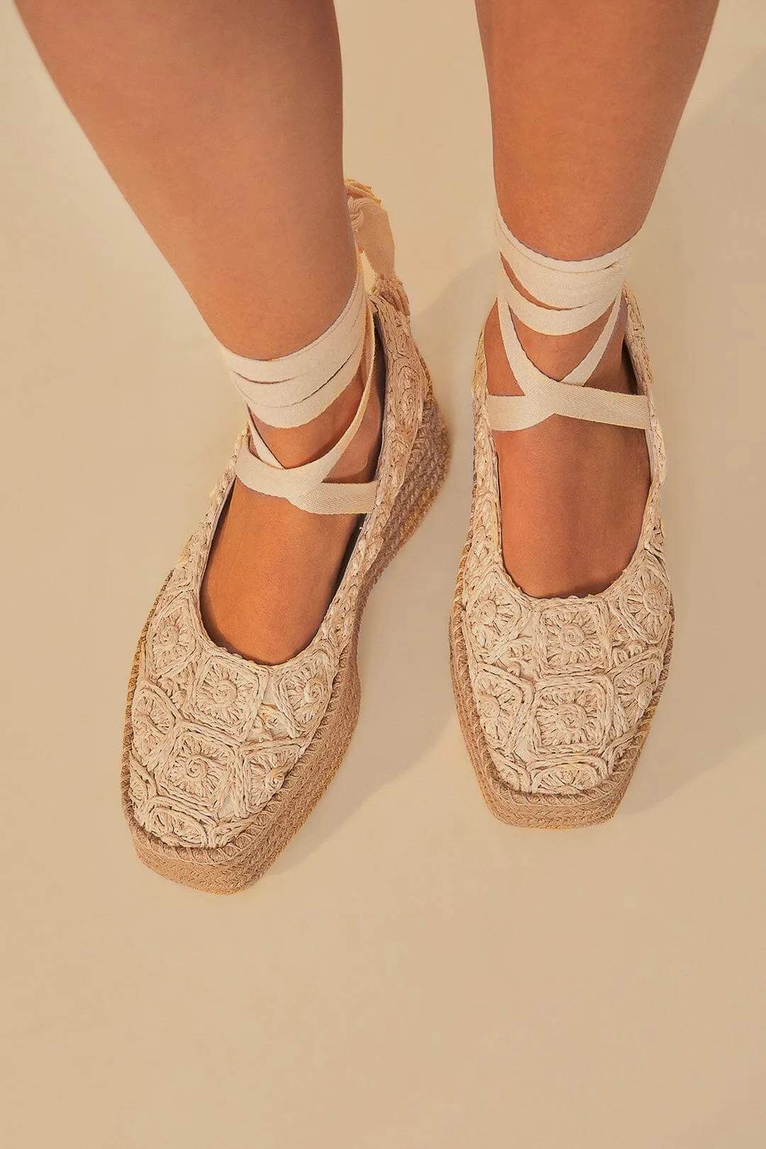 Natural Ballerina Espadrille Flatform Sandal