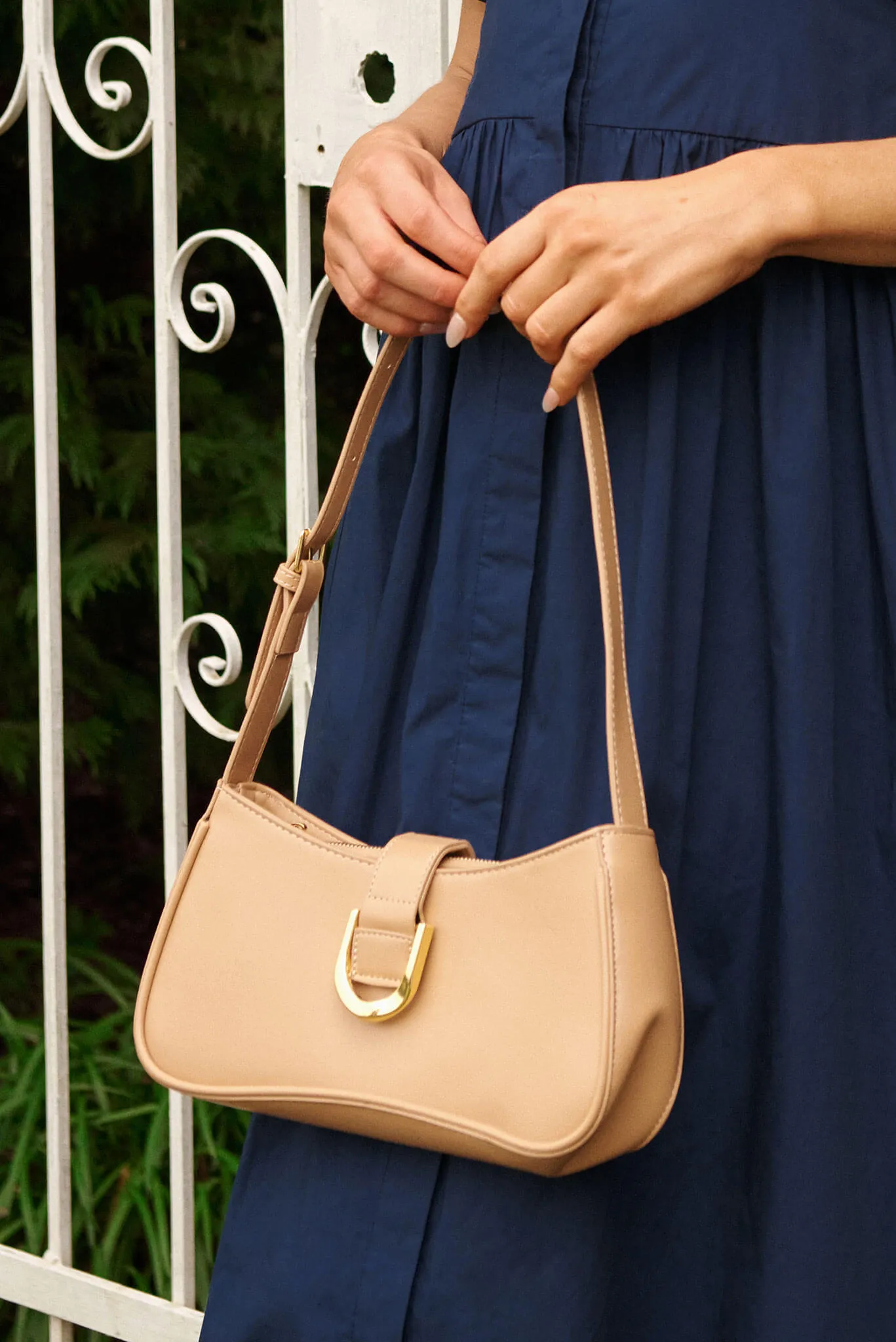Navy Cotton Midi Dress - Cielo